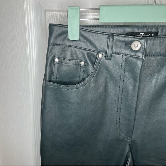 7 for All Mankind Faux Leather Skinny Pants High Waist Dark Gray Small - Picture 7 of 10